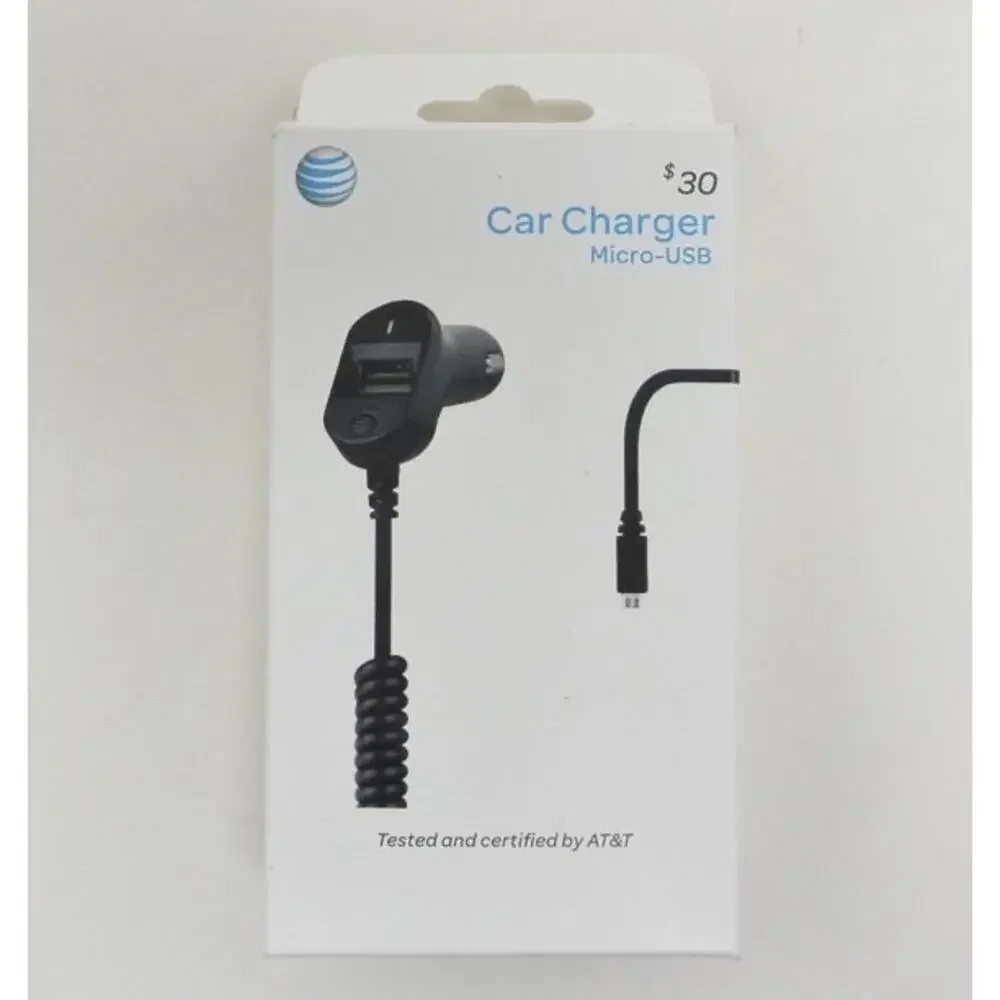 At&t Certified Micro USB Car Charger w/ Extra USB Port - Black